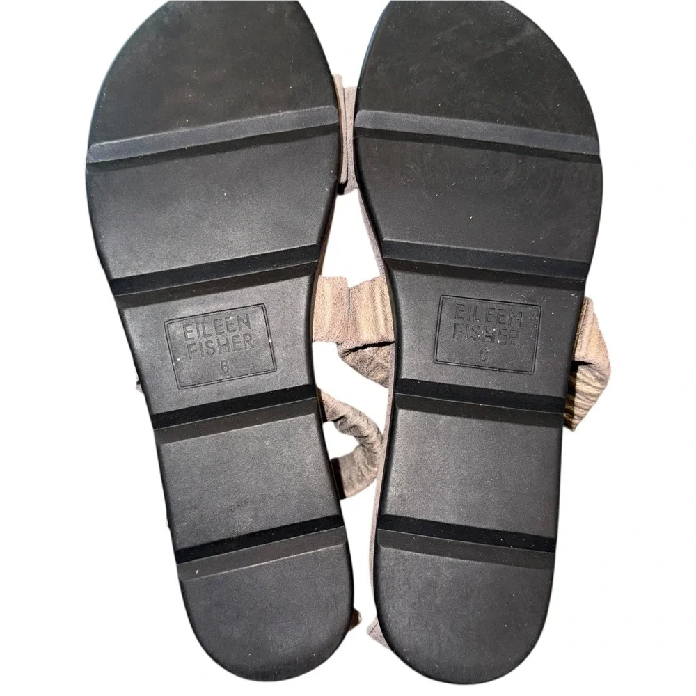 Eileen Fisher Dylan Metallic Suede Wedge Sandals Cross Strap Comfort Bronze Sz 6